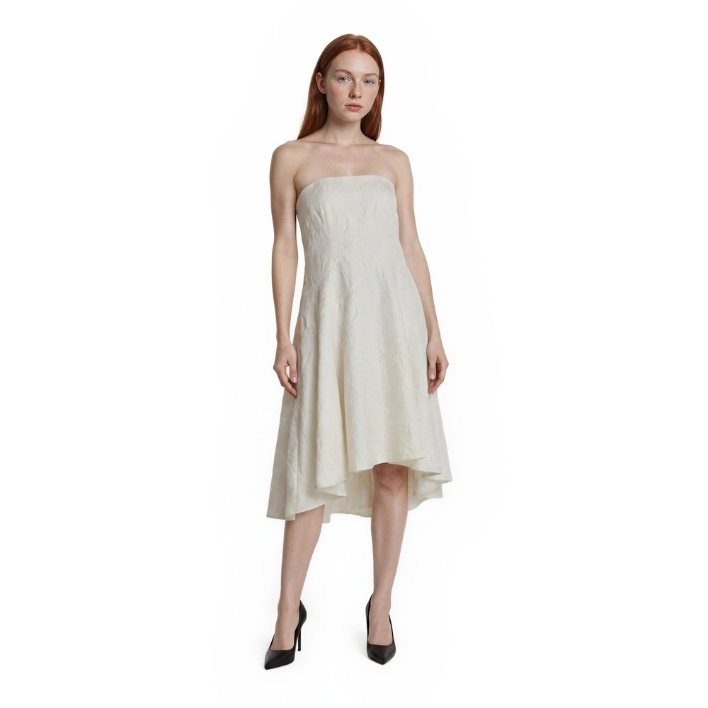 Halston Heritage Dress Women's Size Small White‎ Floral Jacquard High Low